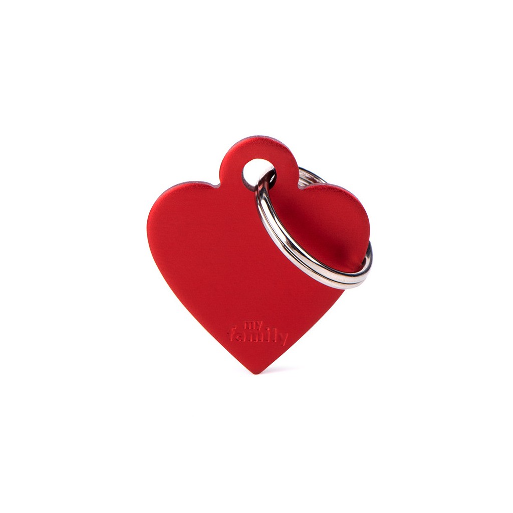 MyFamily Basic Small Aluminum Red Heart Pet Tag