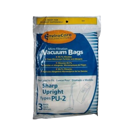 Pack of three EnviroCare Sharp Type PU-2 vacuum bags with micro filtration for allergy relief and home cleaning tasks