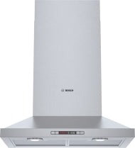 stainless steel wall hood with pyramid chimney design and LED lights in wall mounted range hoods collection