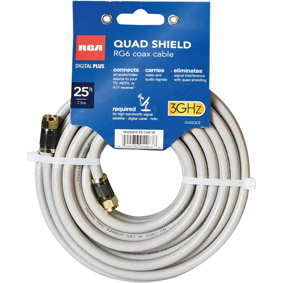 25-foot quad shield RG6 coaxial cable with gold-plated connectors for electrical and home improvement projects under $50 collection