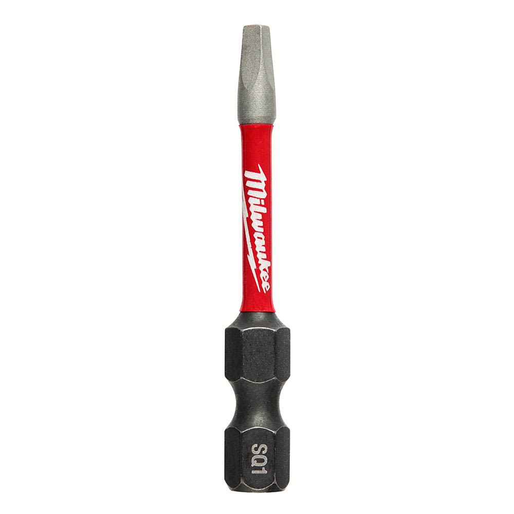 2-inch impact-rated square recess power bit with red and black design for tools and home improvement tasks