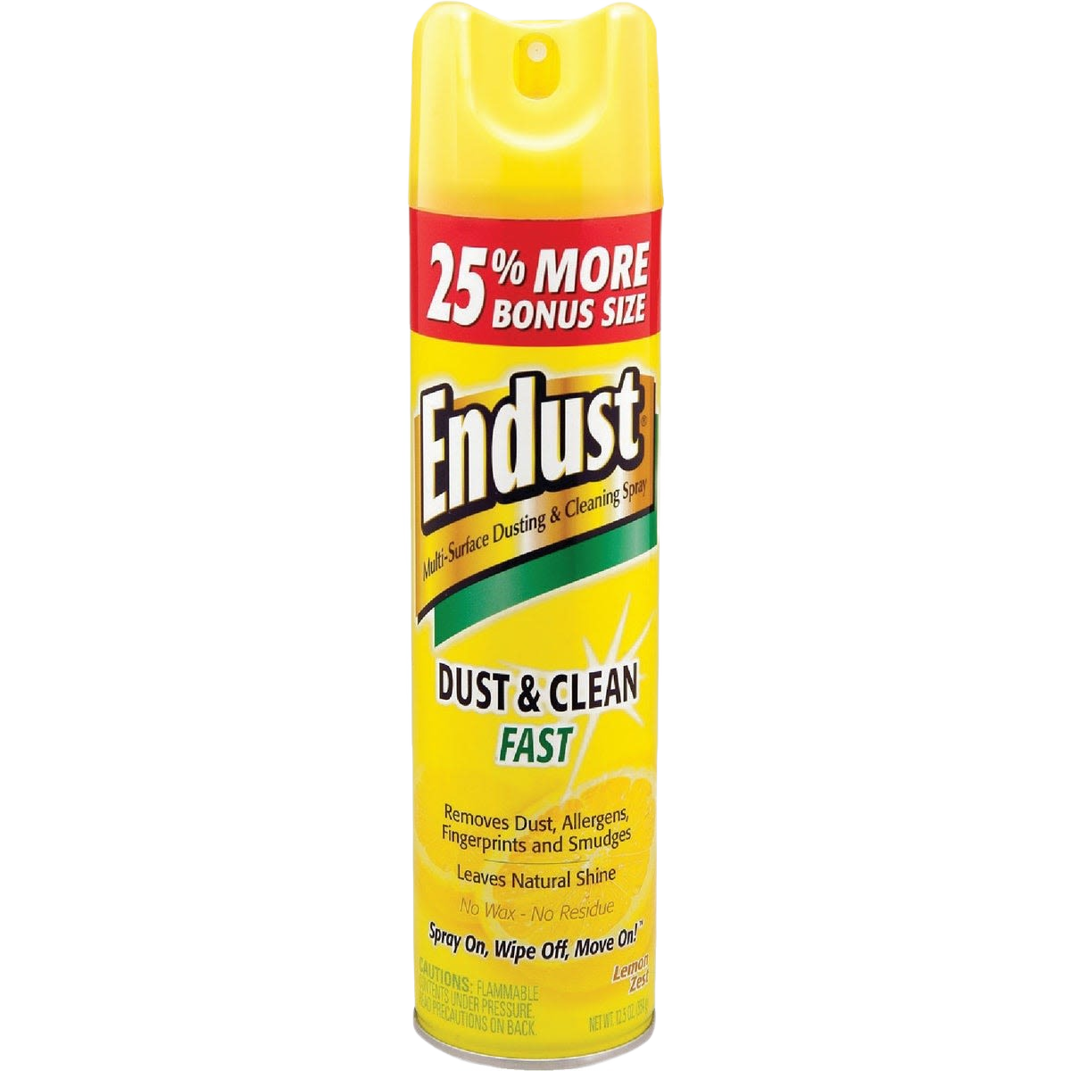 Yellow aerosol can of Endust lemon furniture polish spray for dusting and cleaning furniture surfaces under $50 collections