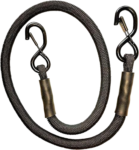 Heavy-duty black bungee cord with metal hooks, durable tie-down strap for towing and cargo accessories under $50 collection