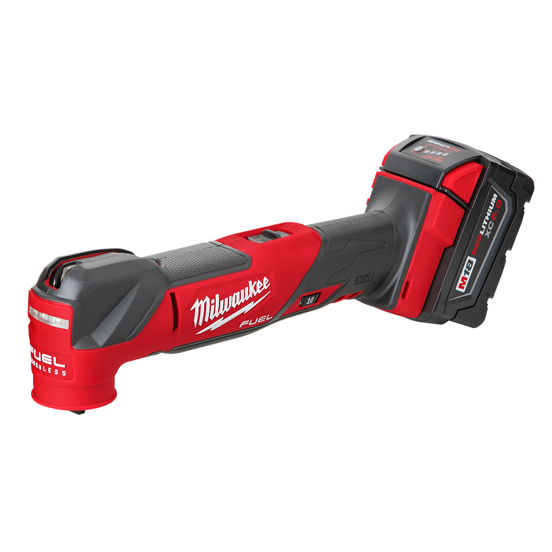Red and black cordless Milwaukee M18 FUEL oscillating multi tool with brushless motor for home improvement tasks