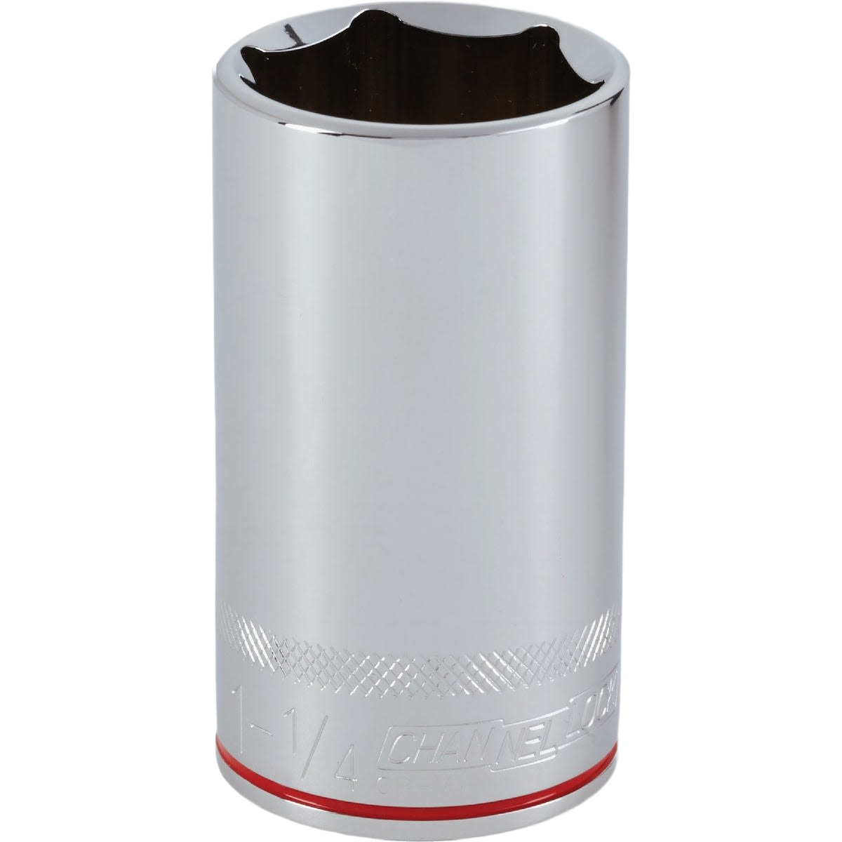 Chrome deep 6-point socket with textured grip and color-coded band for hand tools in home improvement collections under $50
