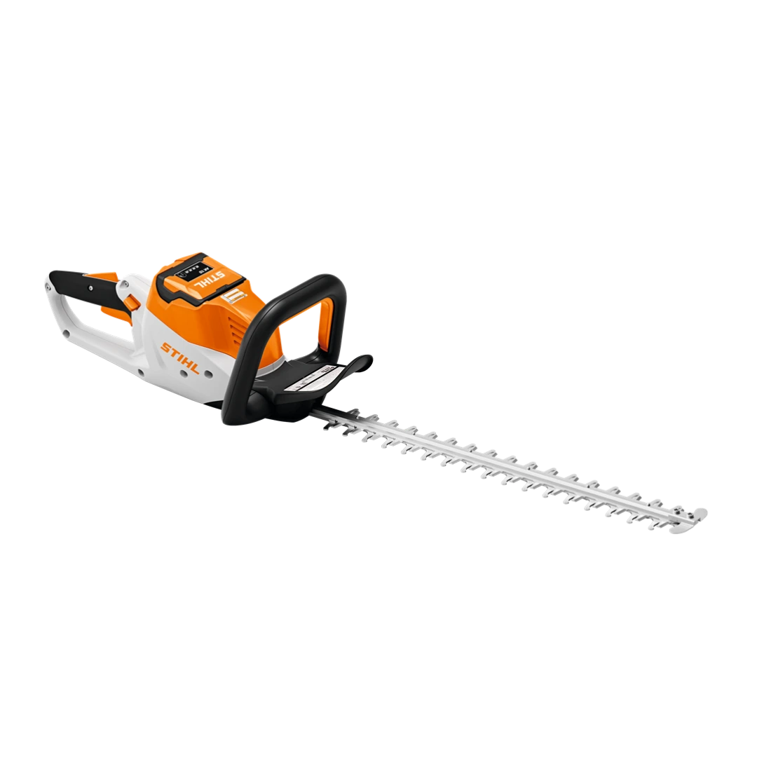 Orange and white electric hedge trimmer with 20-inch blade and ergonomic handles for garden tools and home improvement tasks