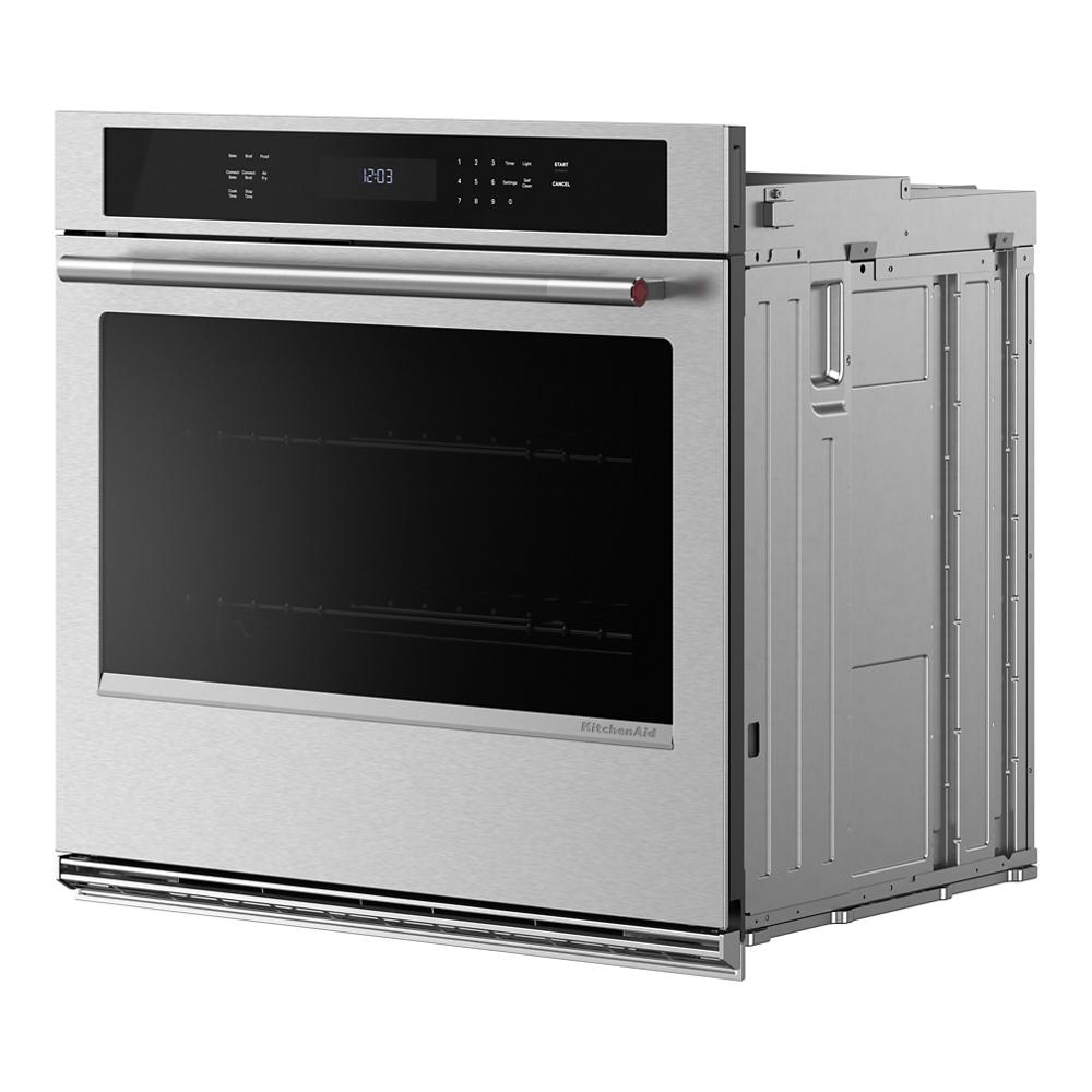 30-inch stainless steel electric single wall oven with digital display and touch controls in KitchenAid appliances collection
