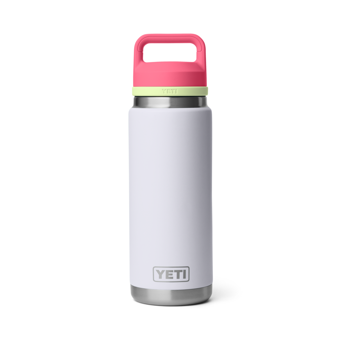 Stainless steel insulated bottle with white body and pink chug cap for drinkware and kitchenware collections