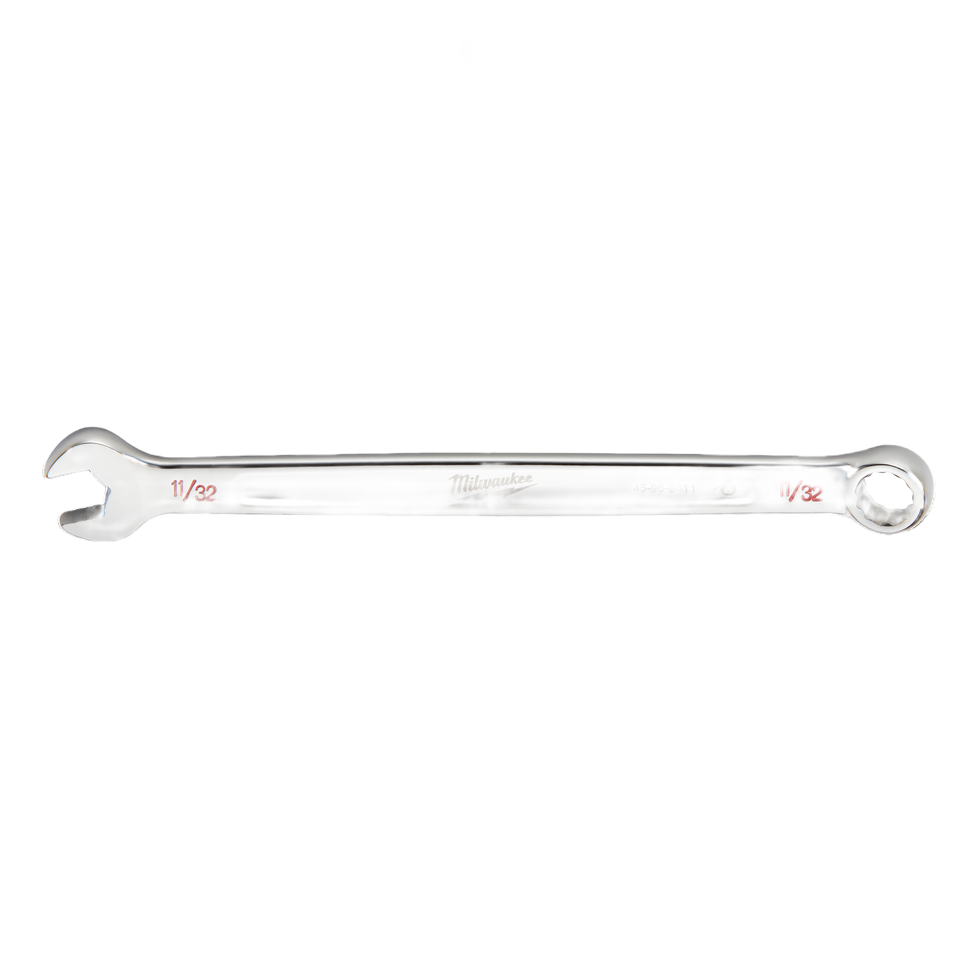Polished metal combination wrench with open and box ends for precise fastening in home improvement projects