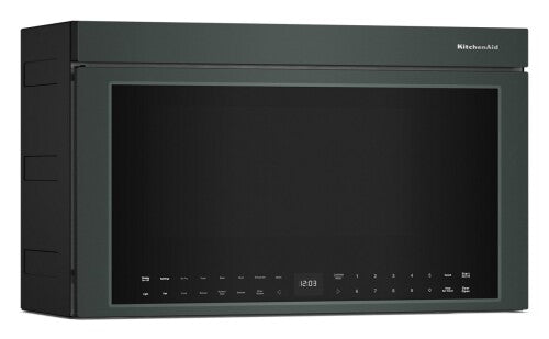 Black multifunction over-the-range microwave with infrared sensor and touch control panel in kitchen appliances collection