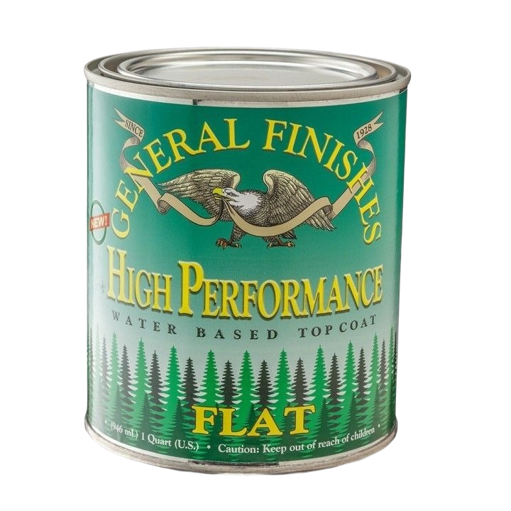 Quart can of General Finishes water based flat topcoat for wood finishing in stains and sealers collections under $100