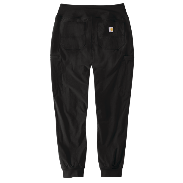 Back view of black relaxed fit jogger pants with multiple pockets and durable fabric for outdoor and workwear use