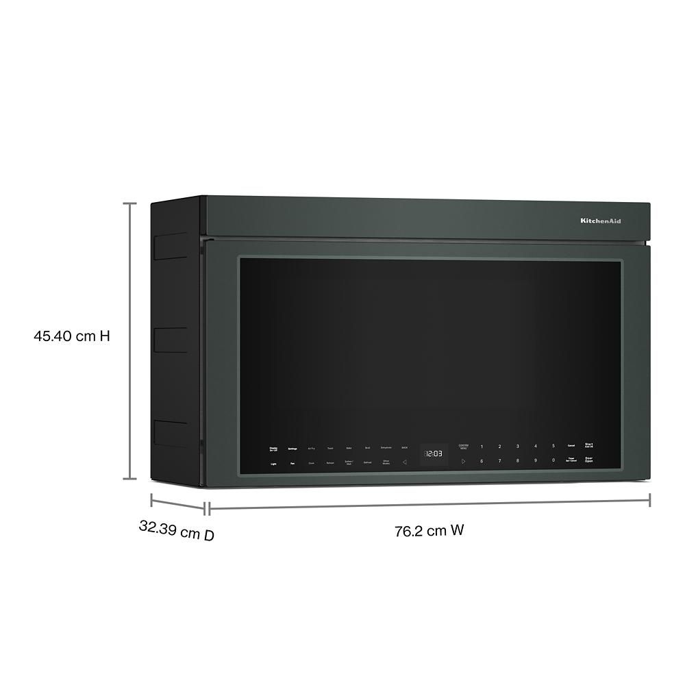 Dark gray multifunction over-the-range microwave with digital touch controls from KitchenAid appliances collection