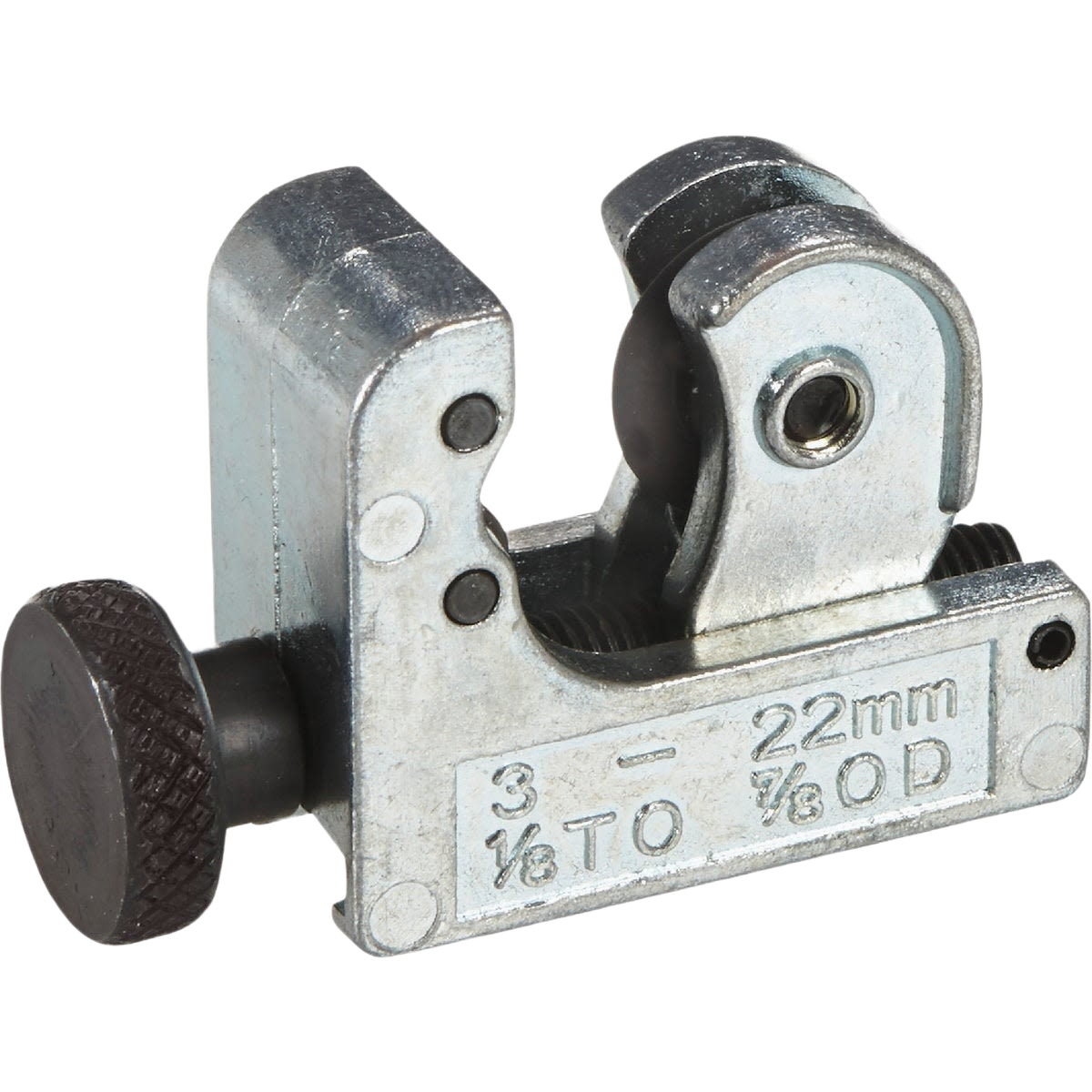 Compact metal tubing cutter with adjustable knob for cutting copper or aluminum pipes up to 22mm diameter for home improvement tasks