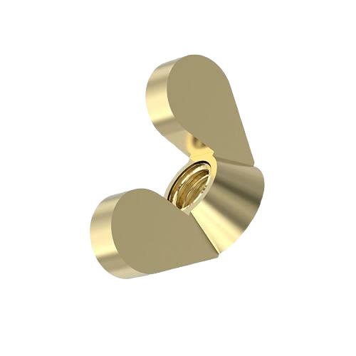 Brass-colored wing nut with threaded interior for secure fastening in John Deere parts and hardware collections