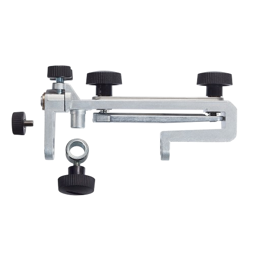 Metal honing jig with multiple adjustment knobs designed for precise sharpening in tools and home improvement tasks