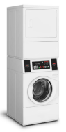 Freestanding white stack washer dryer combo with front load washer and digital control panel from Washer/Dryer Combos collection