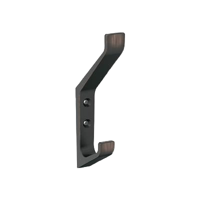 Oil-rubbed bronze double-prong wall hook for bath and storage organization under $50 accessories and hardware collection