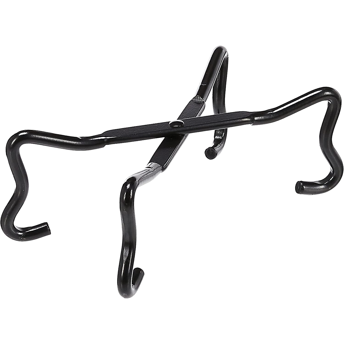 Black metal folding trivet with curved legs designed to hold cookware in kitchenware collection.