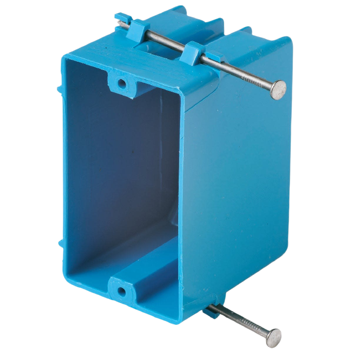 Blue PVC electrical switch box with nail-on mounting for use in electrical boxes and conduit fittings under $50 collection