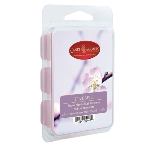 Package of scented wax melts with floral and peach fragrance for home fragrance and home improvement use