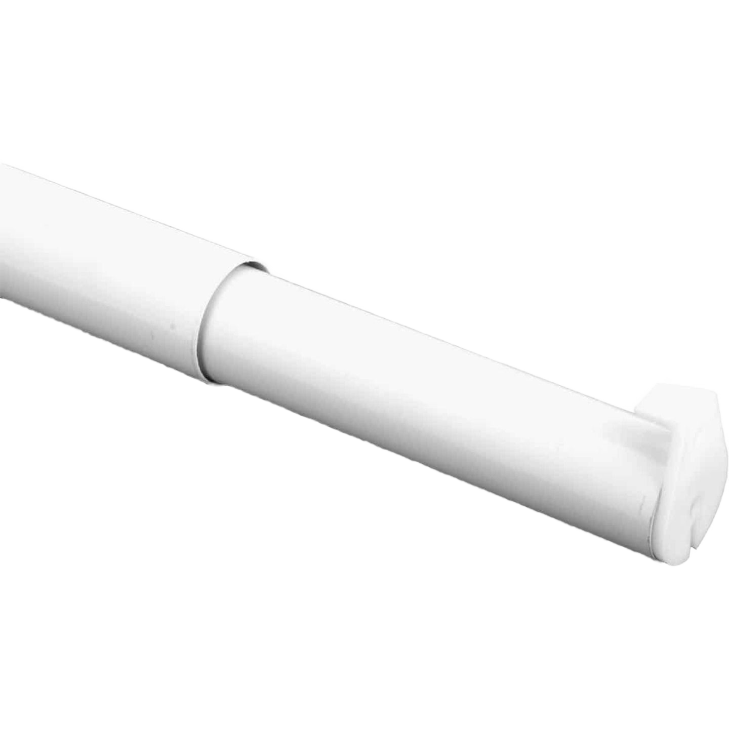White heavy-duty adjustable closet rod with durable steel tube construction for storage and organization solutions