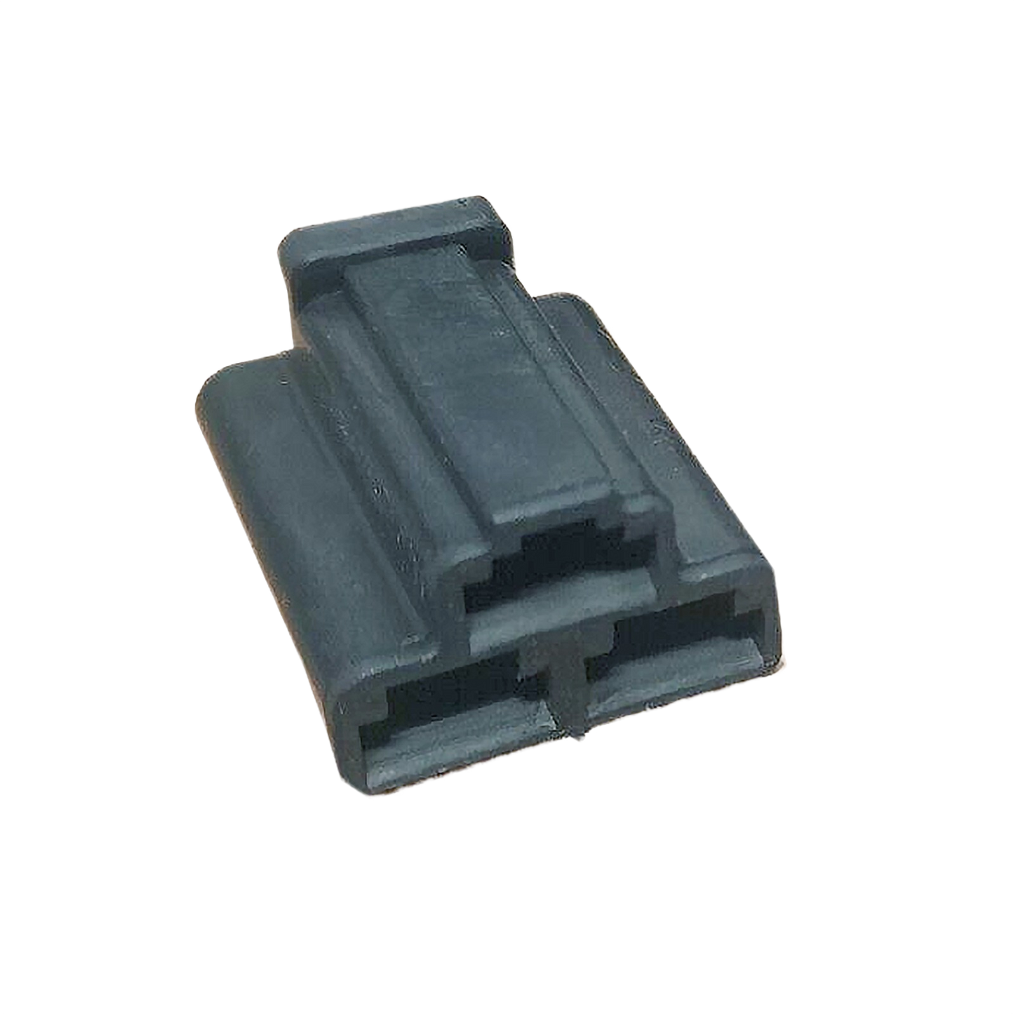 Black three-cavity external electrical connector designed for durable John Deere equipment repairs and electrical systems.