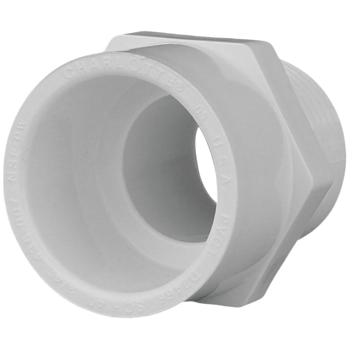White durable PVC male adapter with threaded and solvent weld ends for plumbing and pipes & fittings under $50