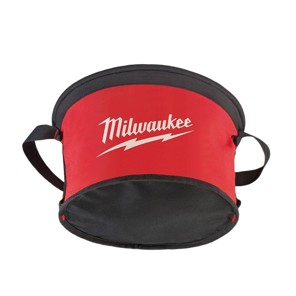 Red and black Milwaukee parachute-style organizer bag with durable canvas and nylon base for tool storage under $100