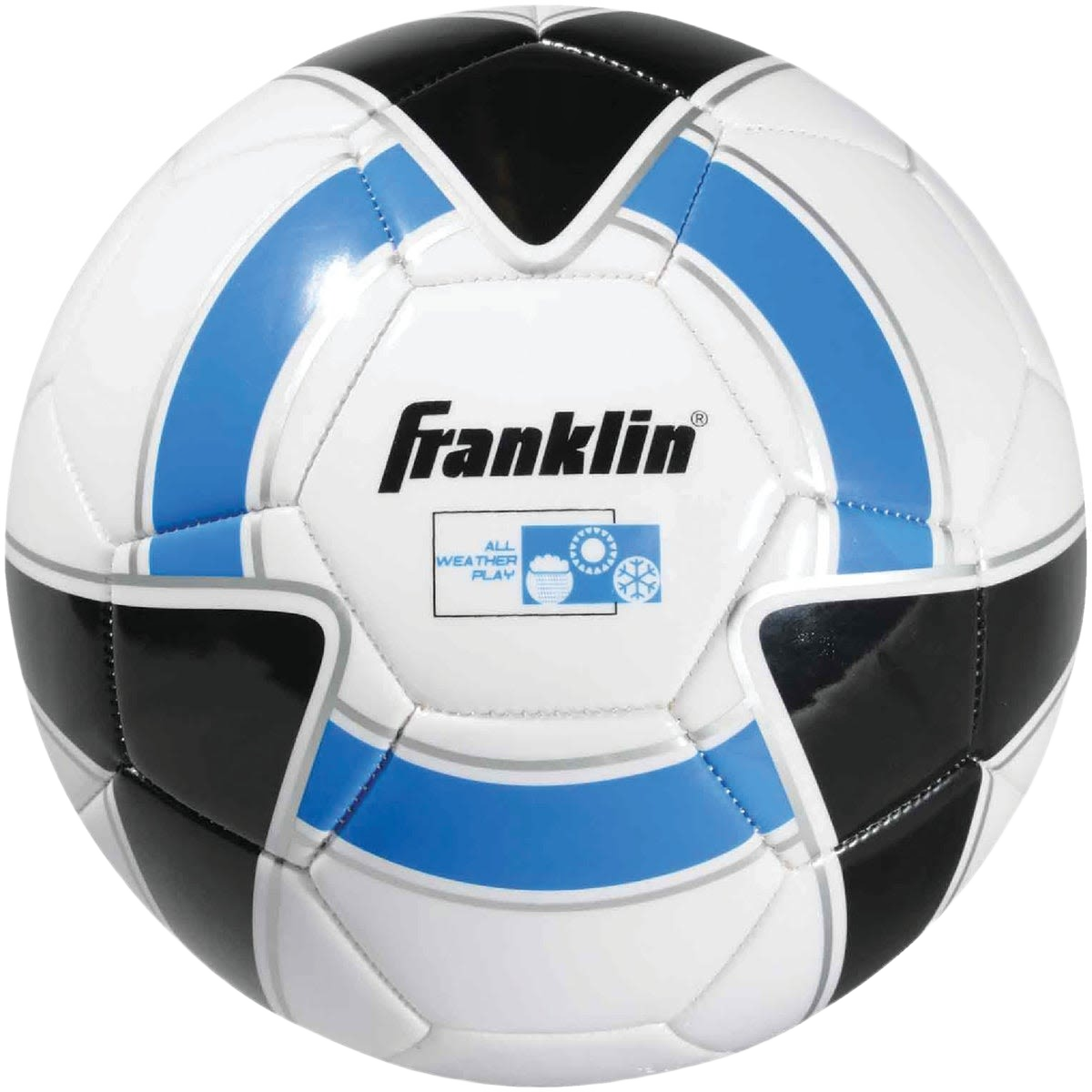 Blue, black, and white synthetic leather soccer ball designed for outdoor games and toys under $50 collection