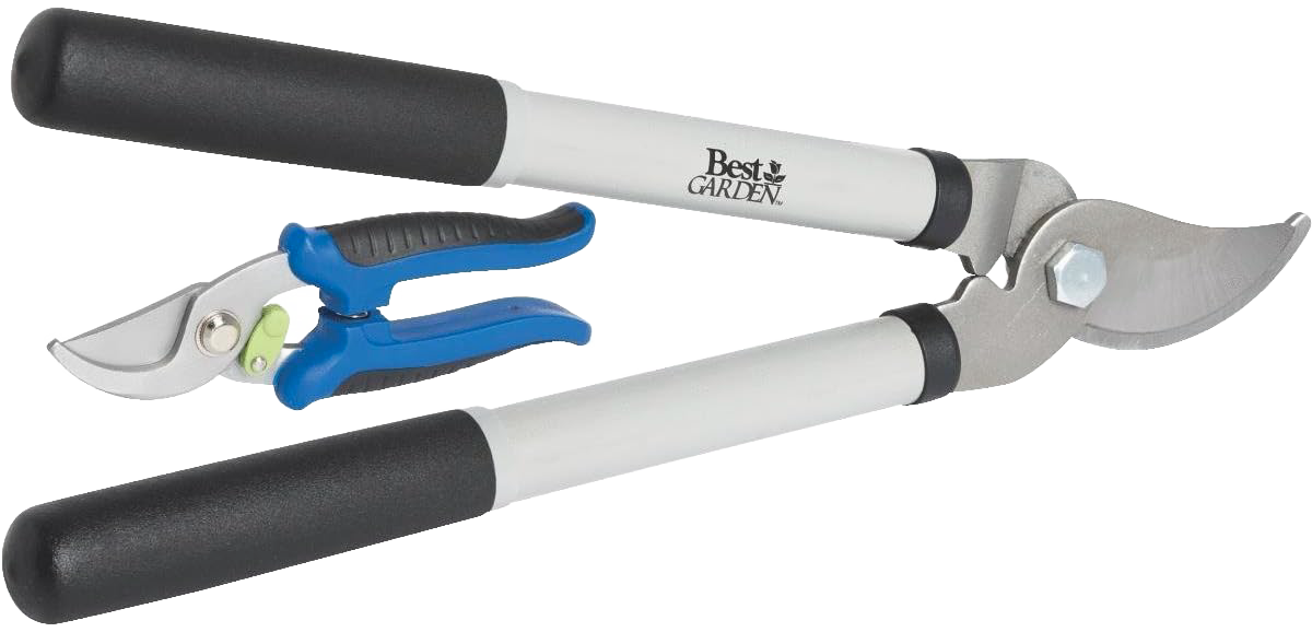 Garden bypass lopper with carbon steel blade and blue-handled pruner in outdoor and gardening hand tools collections