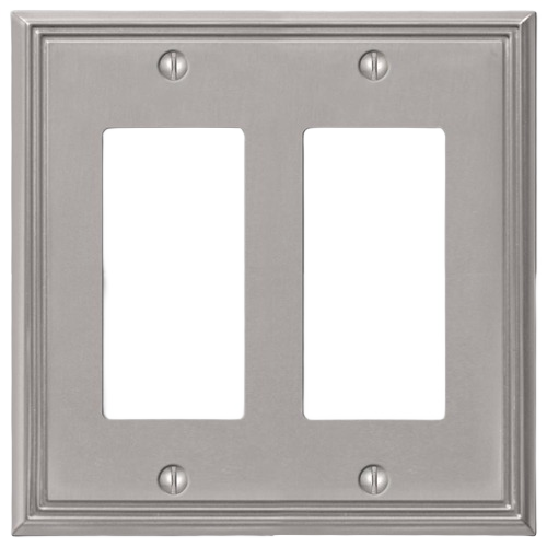 Brushed nickel double rocker wallplate for electrical outlets in home improvement and wall plates collections under $50