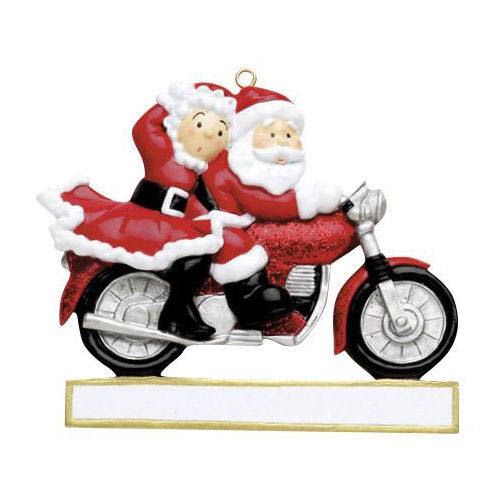 Santa and Mrs. Claus figurine riding red motorcycle ornament for Christmas Ornaments & Tree Decorations under $50 collection