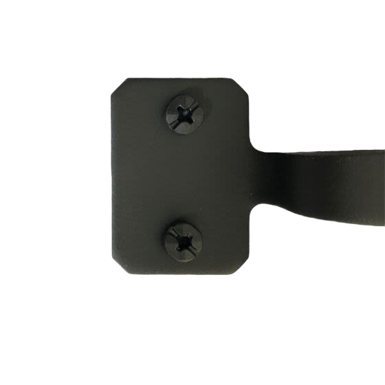 Matte black iron square cabinet pull handle with smooth finish and visible mounting screws in hardware collections under $50
