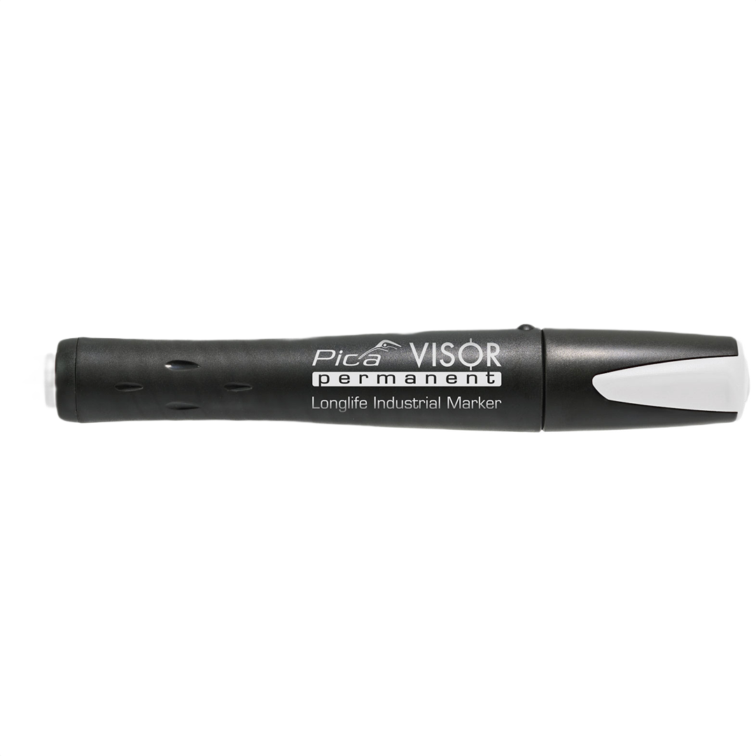 Black and white refillable permanent marker for durable, water-resistant markings on all surfaces in woodworking and measuring tools collections