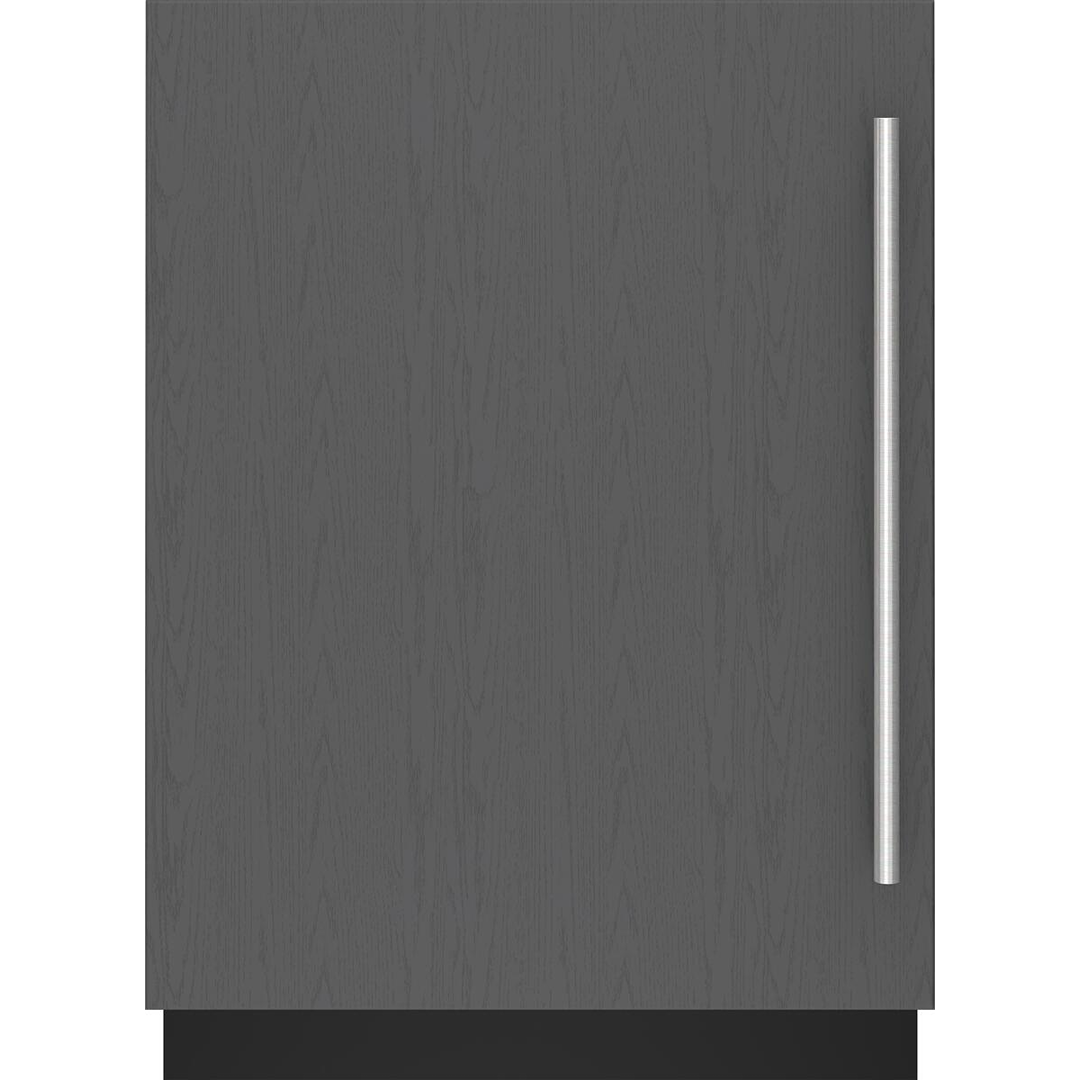Under counter refrigerator or freezer with customizable panel and sleek stainless-steel handle for kitchen appliances collection