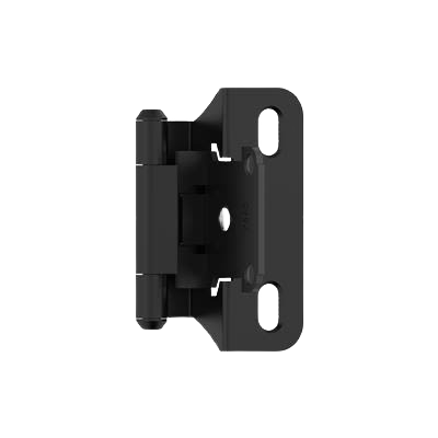Matte black partial wrap cabinet hinge with self-closing feature for home improvement and tools projects