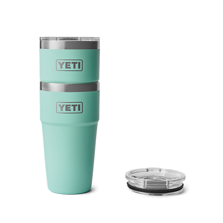 20 oz. aqua stackable insulated cup with clear spill-resistant lid, sturdy drinkware for kitchen and outdoor use