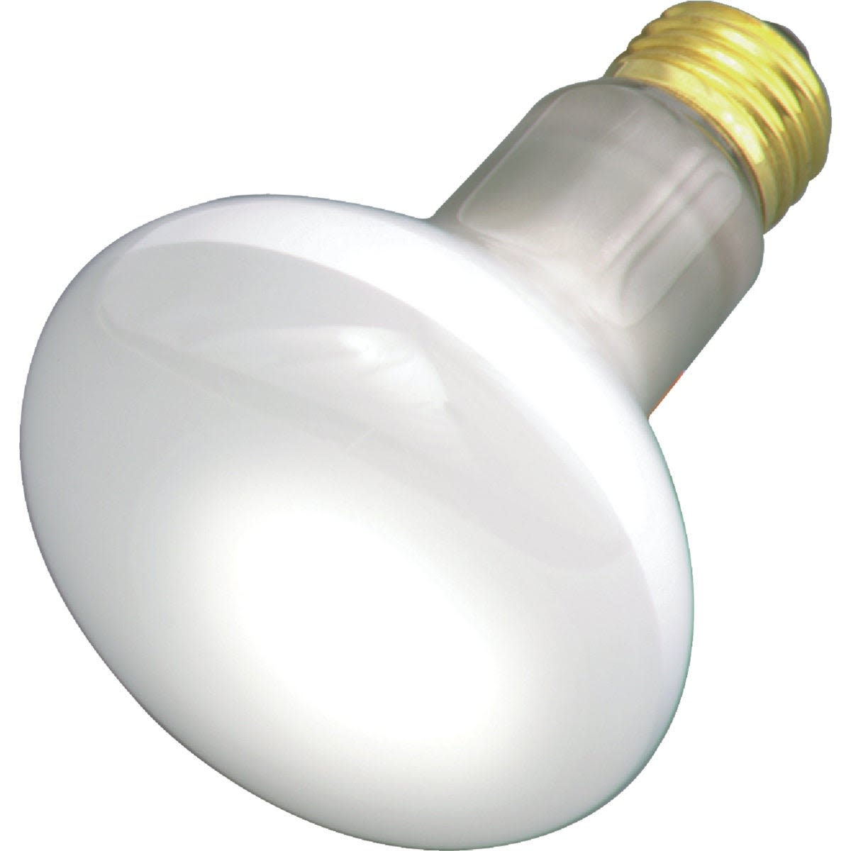 White incandescent floodlight bulb with standard screw base for indoor electrical lighting and home improvement tasks