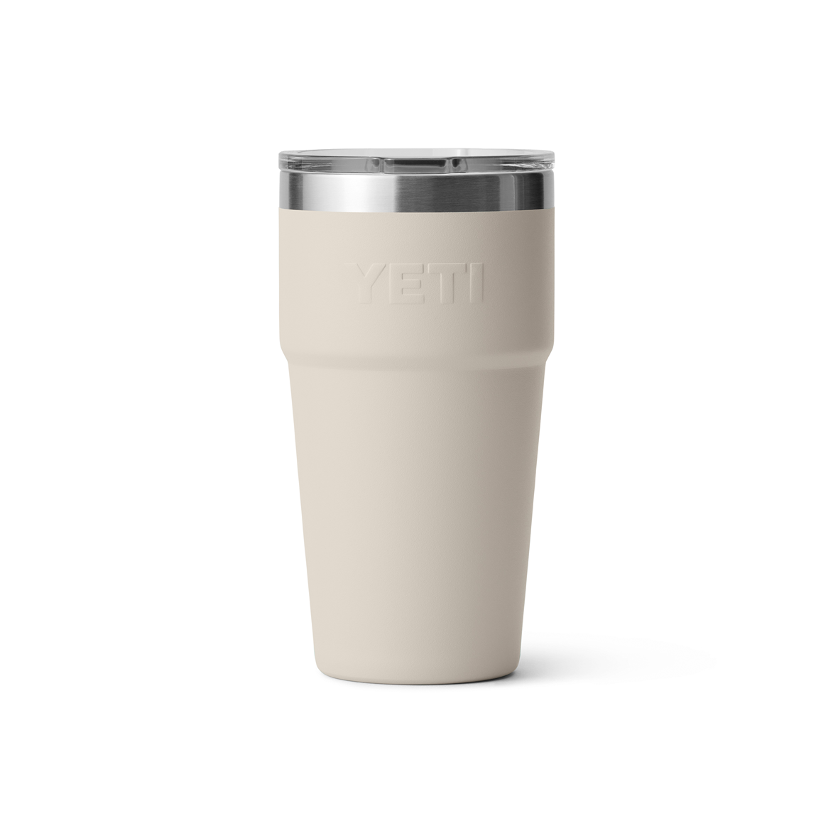 20 oz. stackable drinkware cup in beige with clear lid, durable design for kitchen, tableware, and outdoor use