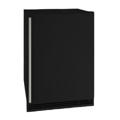 Under-counter black refrigerator and ice maker combo with stainless steel handle from appliances collection