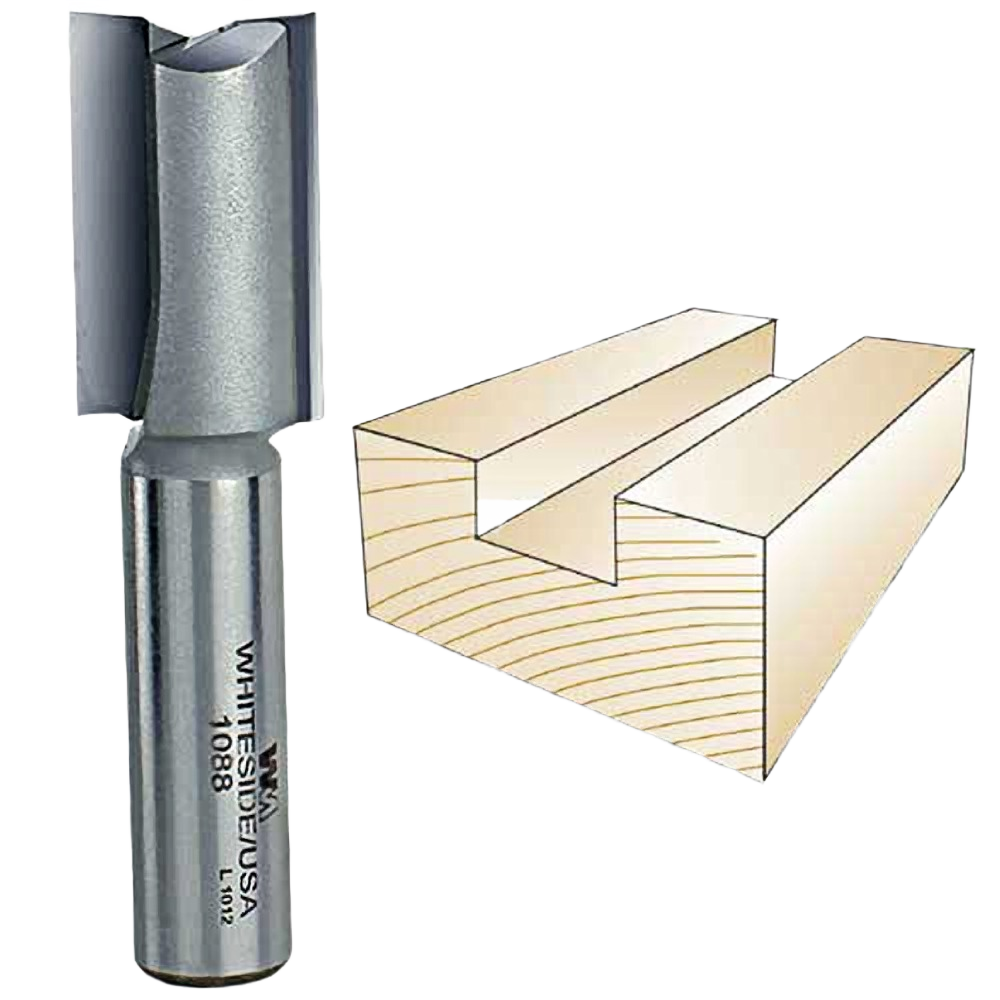 Whiteside straight router bit with 1/2-inch shank for woodworking grooves and joints in tool accessories collections