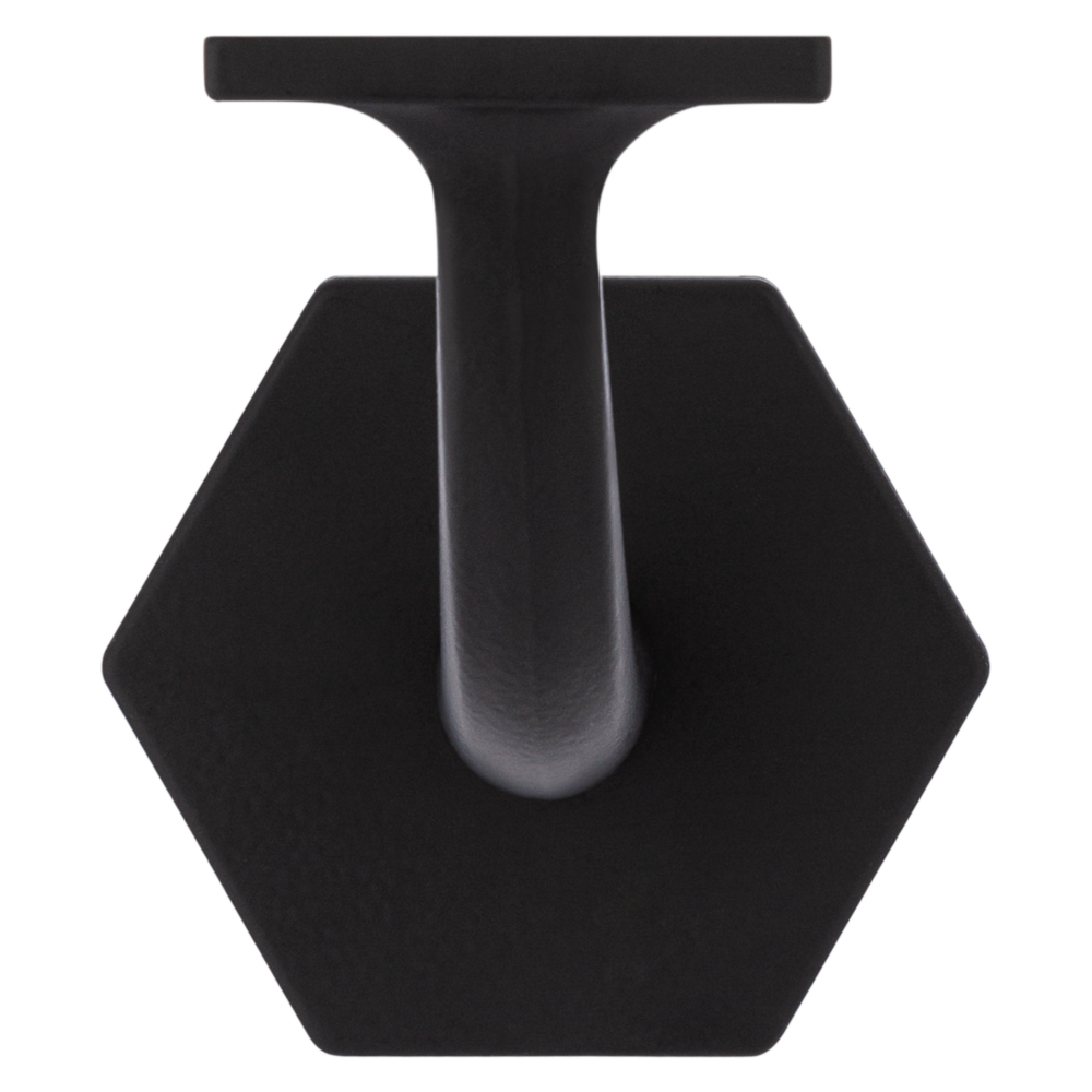 Matte black zinc handrail bracket with hexagonal base for secure wall mounting in shelving accessories and home improvement collections