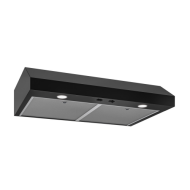 black under-cabinet range hood with dual filters and two speed settings in kitchen appliances collection
