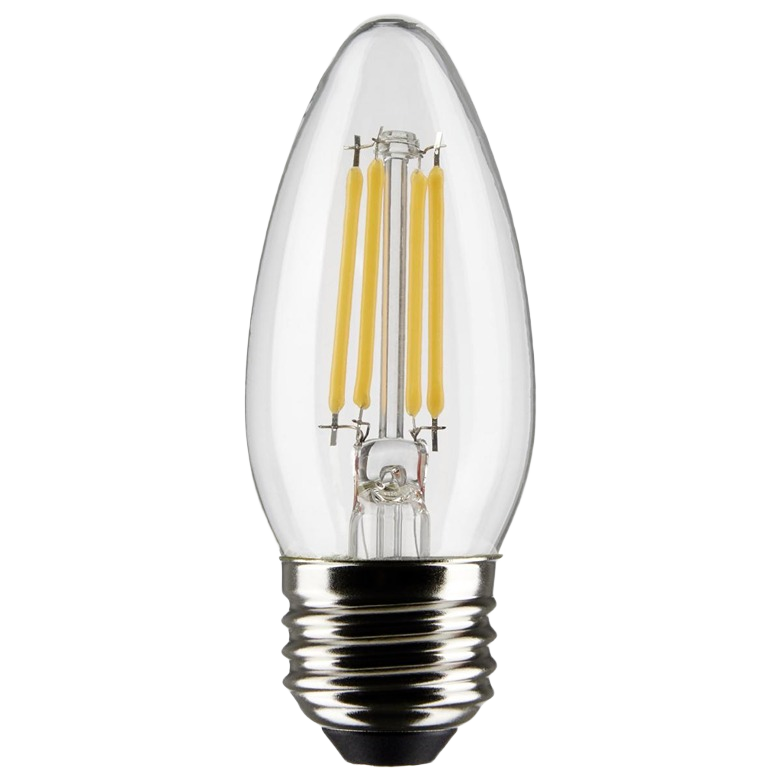 Clear B11 LED bulb with cool white light and medium metal base for lighting and electrical home improvement collections