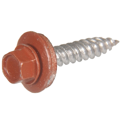 Red hex washer head self piercing screw for metal and wood fastening in hardware and fasteners collection