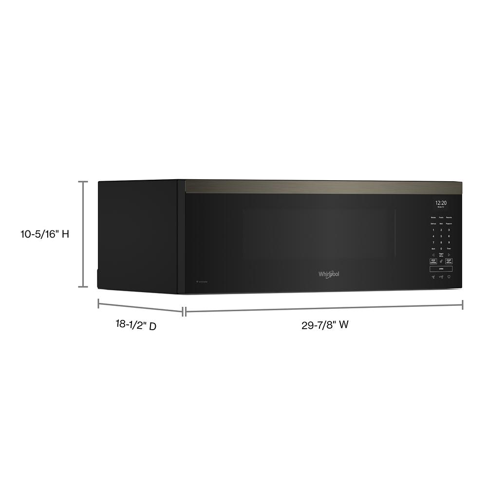 Black low profile over-the-range microwave with digital control panel from kitchen appliances collection
