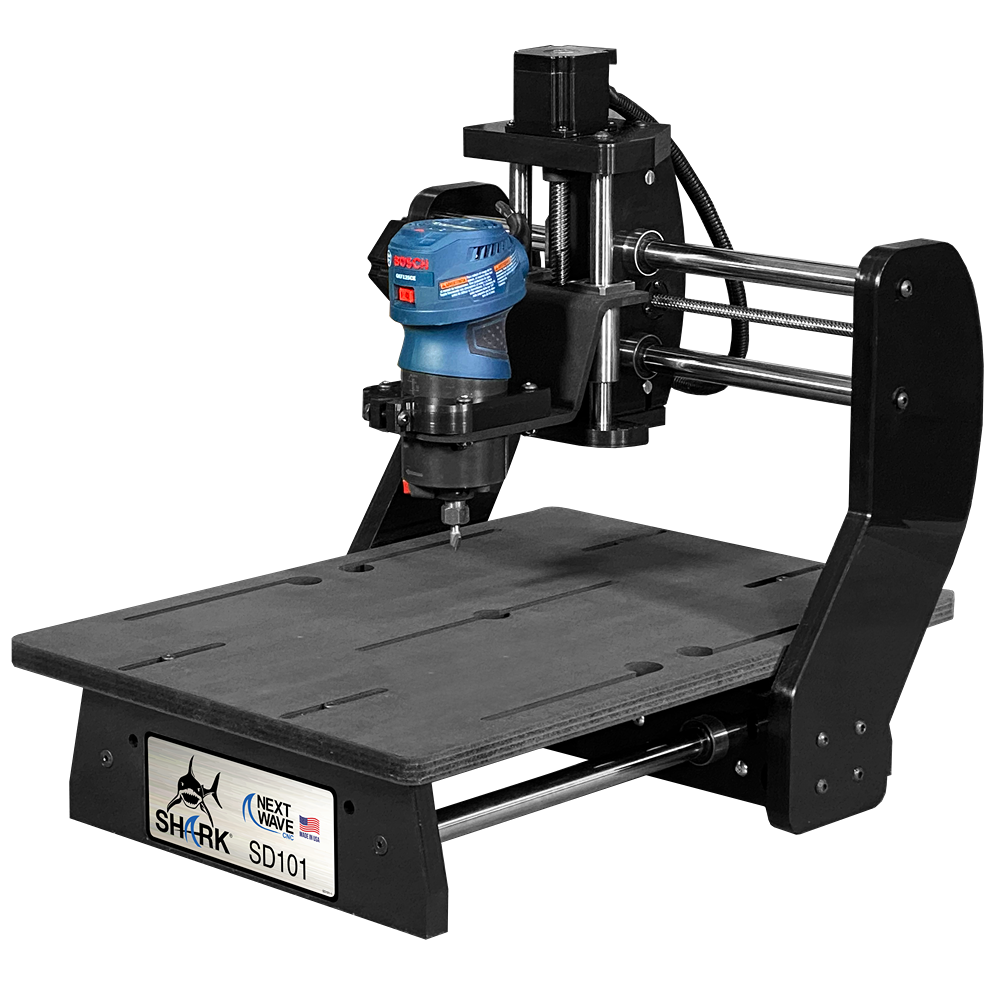 Compact desktop CNC machine with sturdy black metal frame and adjustable router for precise home improvement projects