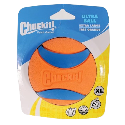 Orange and blue extra-large ball for dog fetch games in pet toy collection under $50