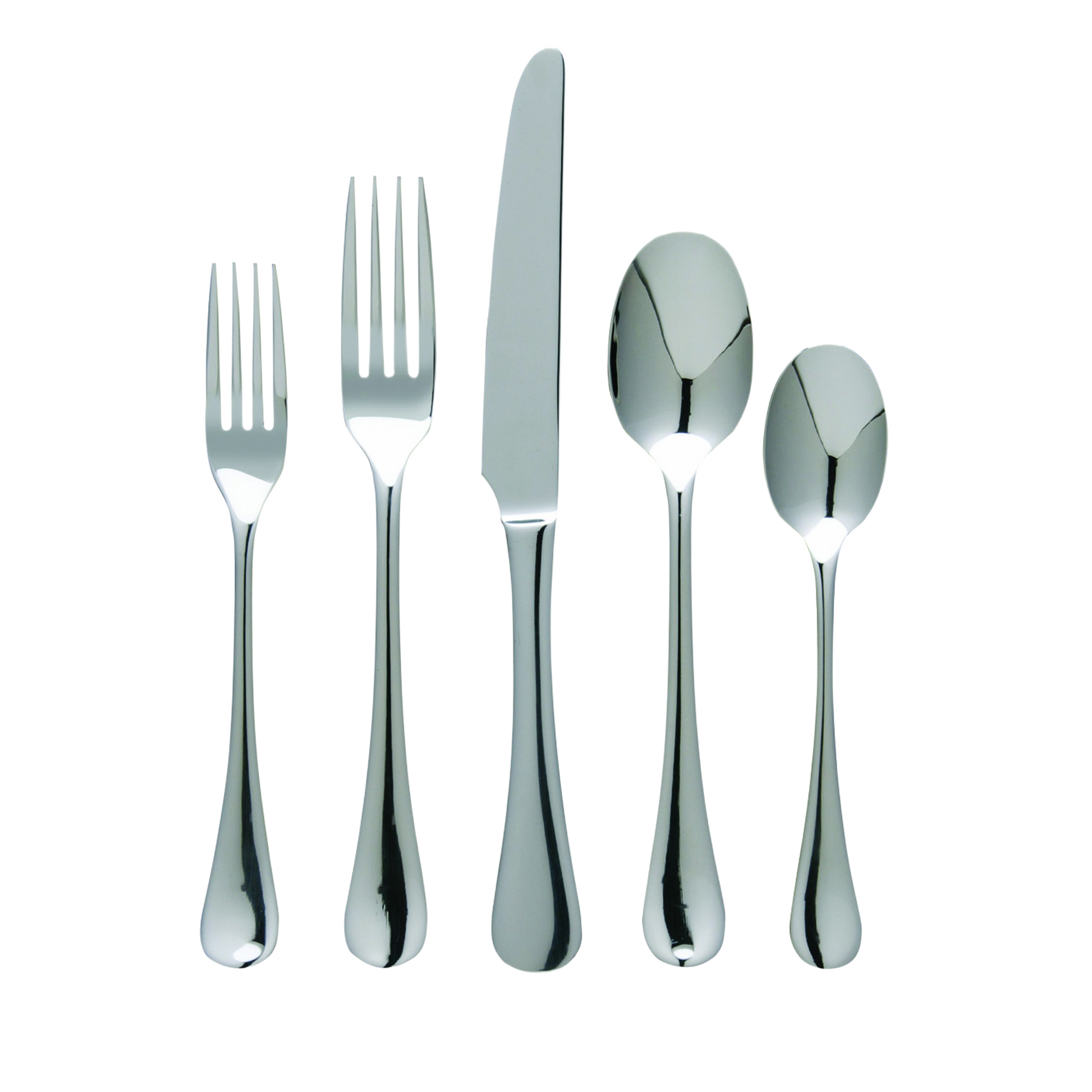20-piece polished stainless steel flatware set with forks, knives, and spoons for kitchen and tableware collections